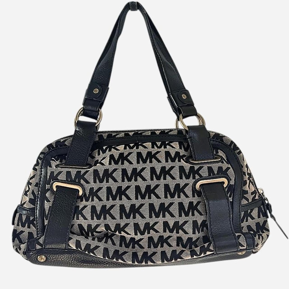 Michael Kors Black Leather And Signature Canvas Women's Bag - Picture 3 of 8